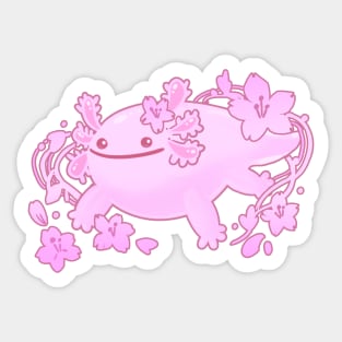 pink sakura axolotl Sticker